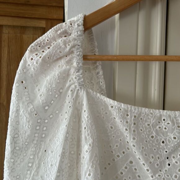 New no tags socialite crochet puff sleeve crop top large - Picture 4 of 8